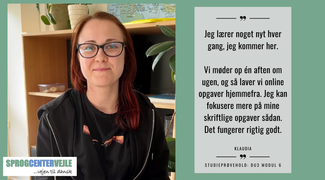 Jeg lærer noget nyt hver gang, jeg kommer her. Vi møder op én aften om ugen, og så laver vi online opgaver hjemmefra. Jeg kan fokusere mere på mine skriftlige opgaver sådan. Det fungerer rigtig godt. - Klaudia